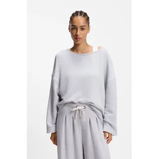 Sweatshirt BOSS ORANGE "Enely Premium Damenmode", Damen, Gr. S (36), open grau 061, Sweatware, Obermaterial: 85% Baumwolle, 13% Polyamid, 2% Elasthan, unifarben, relaxed fit normal, Rundhals, weit offene Kante, Sweatshirts Sweatshirt, Loose Fit, Baumwoll-Mix