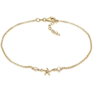 Elli »Fußschmuck Seestern Süßwasserperle Mode 925er Silber«, goldfarben