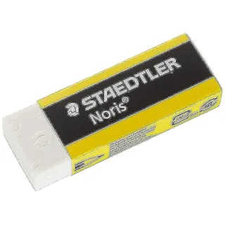 Staedtler Staedtler, Korrekturmittel, Kunststoff-Radierer Noris, weiß, 20er Display mit Schiebe-Manschette in gelb/schwarz, einzeln in
