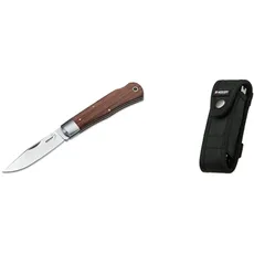 Böker Plus® Lockback Bubinga - EDC Zweihandmesser mit 440C Klinge 9 cm - Lockback-Messer in Messer-Etui & Böker Herren Cordura-etui Optima Abk Cordura etui, Schwarz, Einheitsgröße EU