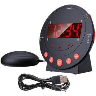 BESPORTBLE Starker Vibrationswecker mit Blitzlicht Wecker für Tiefschläfer und Hörgeschädigte Digitaler Wecker mit Großem Display und Bettschüttler für Schlafzimmer Büro Hotel