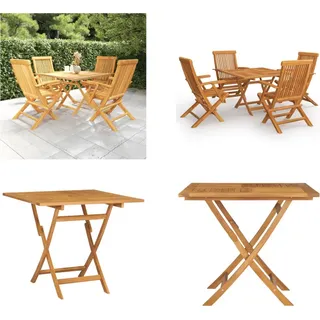 vidaXL 5 tlg. Garten Essgruppe Massivholz Teak - Garten Essgruppe - Garten Essgruppen - Gartenmöbel Set - Gartenmöbel - Braun