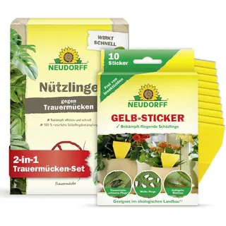 Neudorff Trauermücken-Set - 5 Mio. SF-Nematoden und Gelbsticker zur natürlichen und schnellen Bekämpfung von Trauermücken mit Sofort- & Langzeitwirkung