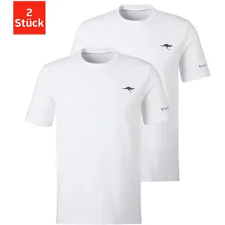 KangaROOS T-Shirt KANGAROOS, Damen, Gr. S, weiß (2x weiß), Obermaterial: 100% Baumwolle, unifarben, Basic, bequem normal, Rundhals, Shirts T-Shirt, mit KangaROOS Print auf der Brust
