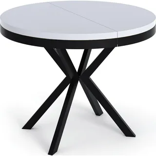 WFL GROUP Runder Ausziehtisch Ø 120 cm weiß