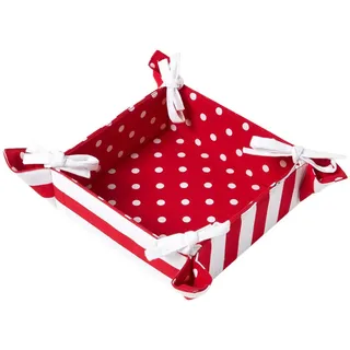 Homescapes Brotkorb Polka Dots – faltbar mit Wende-Design , Rot , Textil , Gepunktet , Quadratisch , 22x7x22 cm , Oeko-Tex® , Geschirr, Tischkultur & Serviergeschirr, Brotkörbe