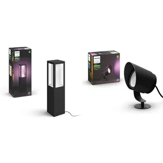 Philips Hue White and Color Ambiance LED Sockelleuchte Erweiterung Impress & White & Color Ambiance Lily XL Gartenstrahler schwarz 950lm Basis-Set, dimmbar, bis zu 16 Millionen Farben