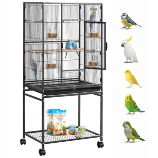 Vevor Vogelkäfig Vogelvoliere 62,5 x 42,5 x 137 cm schwarz