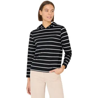 CECIL Damen 3227186 Gestreiftes Kapuzenshirt, Schwarz, M
