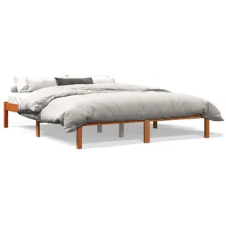 vidaXL Massivholzbett ohne Matratze Wachsbraun 160x200 Kiefernholz