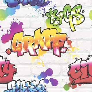 Kinder Jugend Tapete Papier Graffiti Stein bunt Rasch Papiertapete 272901
