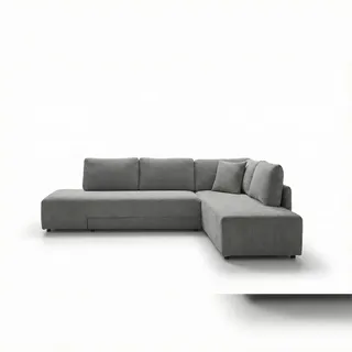 KAWOLA Ecksofa Cord mit Schlaffunktion 3-Sitzer Grau