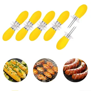 10 Stück Maiskolbenspieße,ßeMais Halter Edelstahl Maiskolben Spieße, Maiskolbenhalter Mais Picks für BBQ,Fruit Forks Küche Werkzeug Stainless Steel Corn Holders gelb
