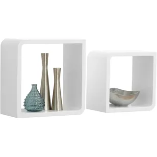 Xora Wandregalset , Weiß , Holzwerkstoff , 2-teilig , 23-28x23-28x15 cm , Bsci , Wohnzimmer, Regale, Wandregale