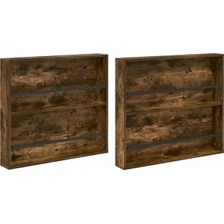 vidaXL Magazinregal mit Regal 2 stk. Geräucherte Eiche 80 x 12 x 70 cm - Braun