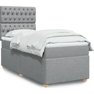 Langlebige Boxspringbett mit Matratze Hellgrau 90x200 cm Stoff Gästebett mit Lattenrost Möbel5839876 - Grau