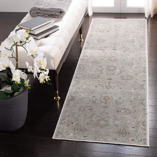 SAFAVIEH Traditionell Teppich für Wohnzimmer, Esszimmer, Schlafzimmer - Vintage Collection, Kurzer Flor, Hellblau und Grau, 99 X 140 cm