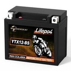 MOUDENSKAY Lithium Motorrad Batterie 12V Lithium Powersports Batterie mit BMS (YTX12-BS 12.8V 5Ah 400CCA) LiFePO4 Motorrad StarterBatterie für Motorräder, ATV, UTV, Roller, Wasserfahrzeuge, etc...