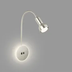BRILONER – Leselampe mit Backlight, Schwenkbare Wandleuchte Innen, LED Lampe mit 2 Schalter, Wandlampe Innen, Matt-Nickel, Silber