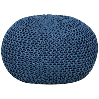 kreatives Wohnen Pouf Sitzpouf Strickhocker Strickpuff Ø 55 cm Innen & Außen waschbar Brillante Farben! blau - Mallard Blue Premium