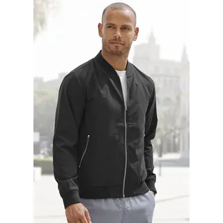 Bomberjacke JOHN DEVIN "/ Blouson mit Rippkragen", Herren, Gr. M (48/50), schwarz, Web, Obermaterial: 100% Polyester. Futter: 100% Polyester, regular fit hüftlang, Rundhals, 2-Naht-Ärmel Rippbündchen, Jacken Bomberjacke, Pilotenjacke / Übergangsjacke mit Innentasche, regular fit, Topseller