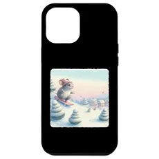 Hülle für iPhone 15 Pro Max Maus Snowboarder auf verschneiten Kurs. Snowboard Snowboarder