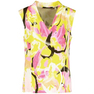 Taifun Damen Ärmellose Bluse mit Floral-Print ärmellos floral, Gemustert Fresh Lemon Gemustert 44