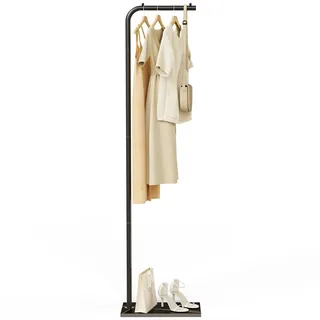 YheenLf Freistehend Kleiderständer, Offener Kleiderschrank, Schwarz | Offener Kleiderschrank System für Schlafzimmer,26x39x180cm,Jackenständer,Modern Freistehend Kleiderstange Schmal