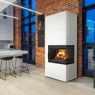 Kratki Kaminofen Simple 8 - rechts | Bauart 1 | Bausatz weiß | 8 kW