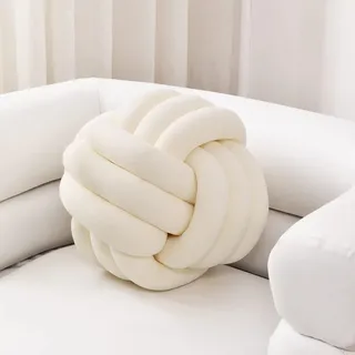 Generisch Knotenkissen Beige 20cm, Knotenkissen Wohndekoration Plüschkissen, Zierkissen Aesthetic Sofakissen aus Samt, Ultraweich, Begleitung, Dekorativ, Handgewebt, für Sofa, Home Decor Wohnzimmer