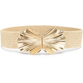 LASCANA Taillengürtel "Stretchgürtel, Schmuckgürtel, Bauchgürtel, Gürtel für Kleid & Overall" in moderner Bast-Optik mit Shaping-Effekt dank elastischem Material, beige, goldfarben