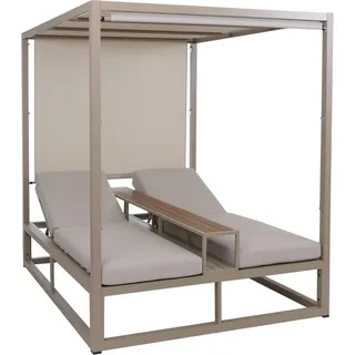 MCW Alu Lounge-Gartenliege P81 10cm-Polster 220g/m2 196x165x196cm Beige Polster Beige