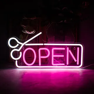 Wanxing Open Neon Schild Open Neon Sign Für Wanddekoration,Open LED Schild,Open Neonlicht Schriftzug mit USB-Betriebenem für Bar,Salon,Hotel,Geschäft,Club