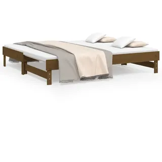 vidaXL Tagesbett Ausziehbar Honigbraun 2x(75x190) cm Massivholz Kiefer - Braun