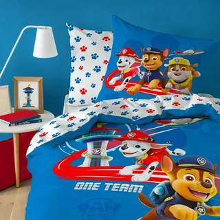 Paw Patrol Bettwäsche 135x200 · Kinder Bettwäsche Set (2tlg.) · Biber / Flanell mit Reißverschluss - Blau