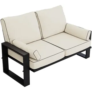 MKS Loungesofa Elba 2 Sitzer - Beige , Textil , 150x90x87 cm , Gartenmöbel, Loungemöbel, Gartensofas & Loungesofas