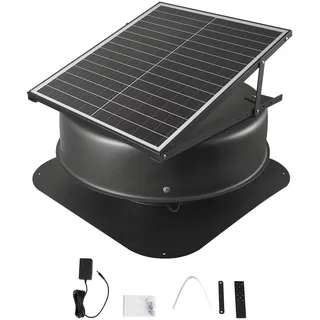 Vevor Solarbetriebener Dachventilator, 42 W intelligenter Solar-Dachlüftungsventilator mit Thermostat, Fernbedienung, 79287 L/min Luftstrom, eingebauter bürstenloser Gleichstrommotor zur Kühlung