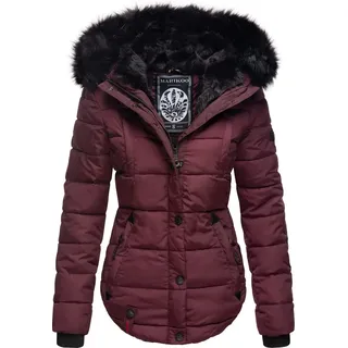 Marikoo Damen Designer Steppjacke Winter Jacke mit edler Kunstpelz Kapuze Lotusblüte