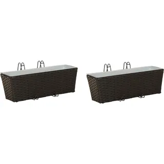 Balkon 2 pcs Schwarz 50 x 17 x 17 cm Metall - Schwarz