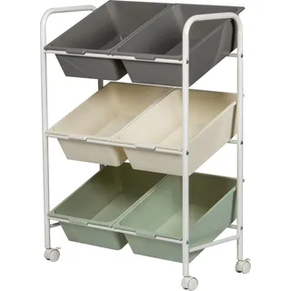 bremermann Rollwagen, Allzweckwagen, weißer Stahl mit 6 Boxen in weiß, grau, grün - Weiß, Grau, Grün