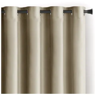 AmeliaHome Set Vorhang H 245 x B 140 cm mit Raffhalter 54 x 10 cm Velvet Optik Beige 1 St. Ösenschal Samt Halbverdunkelungsvorhang Fensterdekoration Dekoschal Dekorvorhang