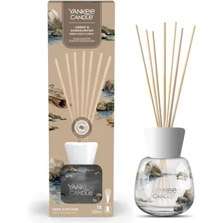 Yankee Candle Signature Diffusor mit Rattanstäbchen | Amber & Sandalwood | 100ml | bis zu 10 Wochen Duft | Recycelbare Verpackung | Perfekte Geschenke für Frauen