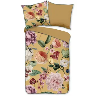 DESCANSO Wendebettwäsche »Fiori« 2 Stk. tlg. Baumwolle, Satin, 135x200, Biese, Reißverschluss, Wende, Blumen Sand Descanso B/L: cm x 200