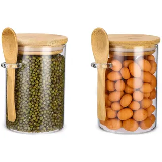 Kjzeex Overnight Oats/Vorratsgläser mit Deckel, Löffeln – Mealprep Gläser, Behälter für Haferflocken | Auslaufsicher für Meal Prep, Frühstück, Büro, Fitness, Joghurt