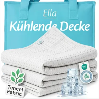 Ella Kühldecke - Cooling Blanket Summer - Kühlende Decke für Menschen, Tencel Sommerdecke - Atmungsaktive Umweltfreundliche Oeko-TEX-Zertifizierte Kühldecke - Perlweiß 135x200