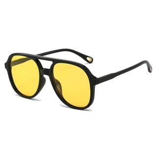 YAMEIZE Retro Polarisierte 70s Rechteck Sonnenbrille für Damen Herren Pilot Quadrat UV400 Schutz Oversized Double Bridge Brille Fahren Outdoor