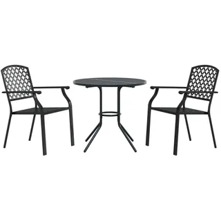 Gartenstuhl-Set 3-tlg. Stapelbar Pulverbeschichteter Stahl - Grau