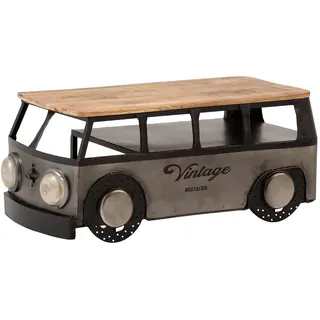 Woodkings Couchtisch Camper | 110x40x55cm | Retro Bus Design für das Wohnzimmer | rustikal aus Metall und Mangoholz | Stauraum | Unikat
