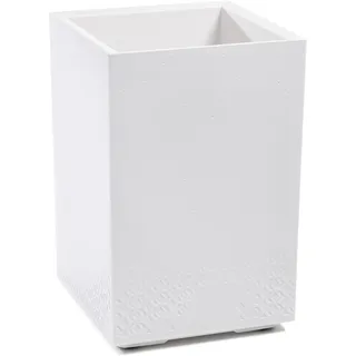 LAMELA Pflanzkübel mit Rollen Höhe 60 cm, 36L – Blumentopf aus Kunststoff in Betonoptik – Übertopf mit Wasserablauf – Modern für Innen & Außen - Wetterfest & Pflegeleicht, Creme