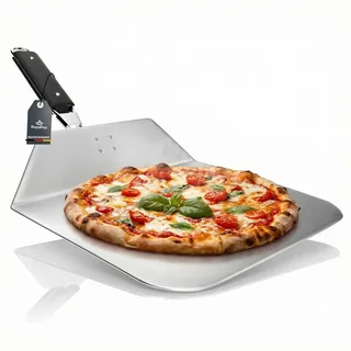 RoyalFay® Pizzaschieber aus Edelstahl – klappbare Pizzaschaufel mit einklappbarem Griff – Pizzaheber für Backofen, Grill und Pizzastein
